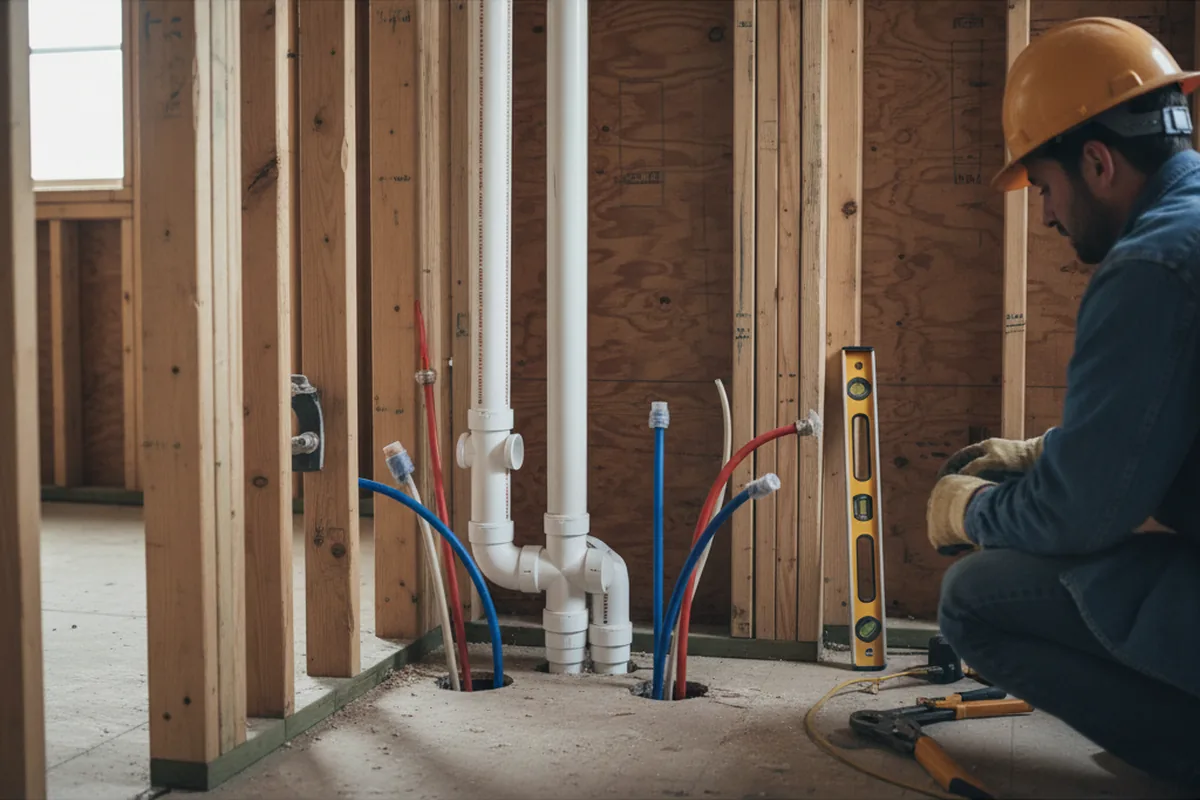 Drain and supply rough-in during Drain Cleaning in Glen Rock